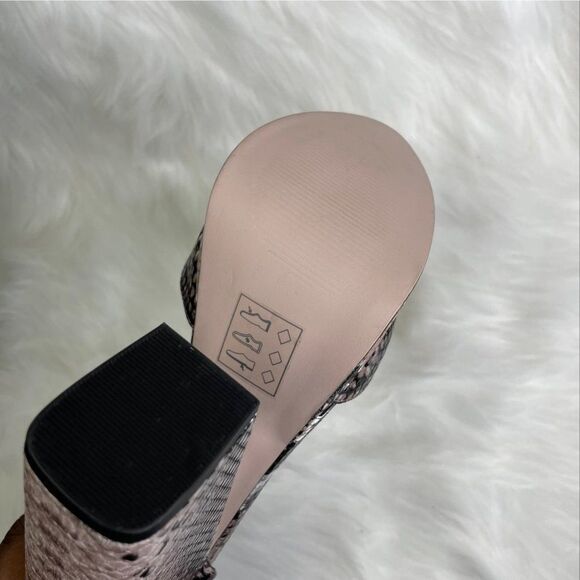 ASOS Black and Nude Snakeskin Print Platform Block Heels Ankle Strap Pump Size 9 - Picture 7 of 8